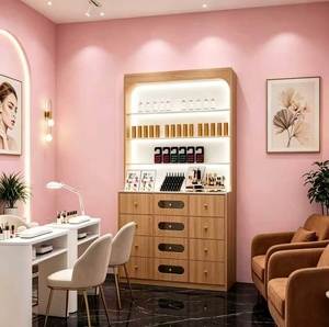 ตู้โชว์พิเศษสำหรับร้านทำเล็บ ตู้โชว์ยาทาเล็บพร้อมไฟ ตู้โชว์เครื่องสำอางสำหรับร้านเสริมสวย - Product Image 1