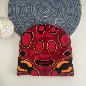 หมวกถักลายพรางสีเหลืองดำ สำหรับฤดูใบไม้ร่วง ฤดูหนาว อุ่นสบาย สไตล์ลำลอง หมวกบีนนี่ ฤดูใบไม้ผลิ 2026 หมวกบีนนี่ลายกบ - Product Image 4