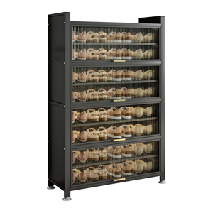 <span class=keywords><strong>Meuble</strong></span> à chaussures moderne en acier de qualité supérieure à 9 niveaux, grand présentoir vertical, organisateur de rangement fermé portable, mobilier de salon - Product Image 3