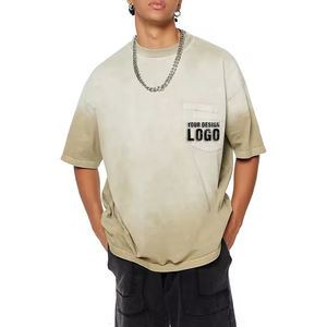T-shirt pour homme décontracté de couleur dégradée, style sport, nouveau design, épaules tombantes, vintage, surdimensionné - Product Image 1
