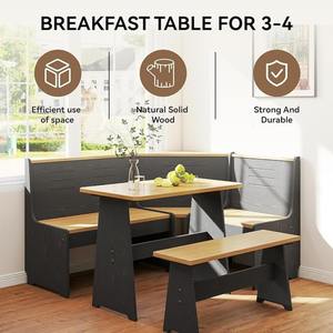 <span class=keywords><strong>Mesa</strong></span> de comedor moderna reversible en forma de L de madera para desayuno, estilo marroquí, <span class=keywords><strong>con</strong></span> <span class=keywords><strong>banco</strong></span> y sillas, que ahorra espacio y ofrece asientos para varias personas. - Product Image 2