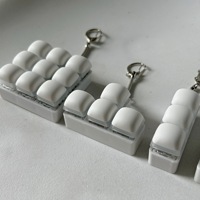 Jouets anti-stress et de décompression : Testeur de commutateurs 1/2/3/4/5/6/9 trous, Keycaps 'Steamed Bun' blancs, Porte-clés transparent/blanc