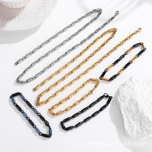 Joyería para Hombre, Pulsera de Acero Inoxidable, Joyería Chapada en Oro, Pulsera Negra, Pulsera de Eslabones Geométricos, Joyería de Moda - Product Image 4