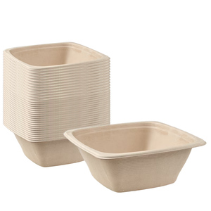 Vente en gros de bols carrés jetables en pulpe de papier de bagasse de canne à sucre, 100 % biodégradables, compostables, écologiques, sans PFAS, 1100 ml - Product Image 1