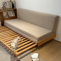 Sofá Cama Moderno Minimalista de Madera Maciza, Extensible, con Función de Cama para Invitados, Personalizable