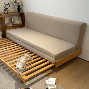 Lit de repos moderne minimaliste en bois massif, canapé-lit coulissant extensible, cadre de lit d'appoint personnalisé - Product Image 1