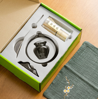 Ensemble de thé matcha en verre avec boîte cadeau verte, fouet en bambou, bol à matcha, cuillère à thé en bambou et 7 ustensiles complets