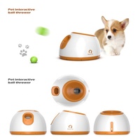 Lanceur de balles automatique pour chien, écologique, blanc et jaune, lanceur de balles interactif, portée de lancement de 3/6/9 m, matériau ABS, 3 balles de tennis