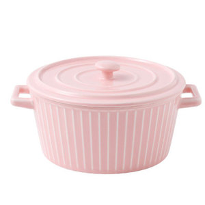 Tazón de Cerámica Simple de Estilo Nórdico para Ensalada o Fideos, con Doble Asa y Tapa - Product Image 1