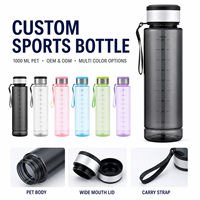 Bouteille d'eau de sport personnalisée JUNVOY 1000 ml, bouteilles d'eau en plastique pour l'extérieur, vente en gros de bouteilles de sport en plastique avec logo