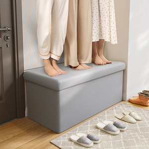 Custom Leather Shoe Storage Bench Large Capacity Home Ottoman For Entryway Organization And Toy Storage - Product Image 1
