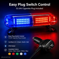 Barre lumineuse LED miniature 120 LED, 15 modes de clignotement, DC12-24V, base magnétique, lumière stroboscopique d'avertissement pour voitures, camions, véhicules d'urgence