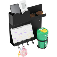 Support mural en fer pour télécommande avec porte-gobelet, idéal pour chambre et dortoir