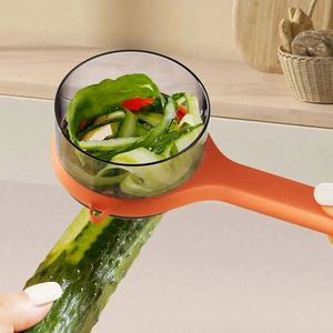 Éplucheur de légumes avec récipient, éplucheur de pommes de terre, râpe à carottes et pommes, éplucheur de fruits de cuisine, trancheuse en acier inoxydable, couteau à éplucher - Product Image 3