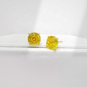 Boucles d'oreilles clous en cuivre avec zircone cubique taille rose, classiques, pour soirée, pierre naturelle violette, luxe, pierre de naissance pour femme, boucles d'oreilles pas chères - Product Image 2