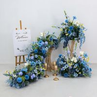 K Farm Bruiloft Gebroken Boog Bloemstuk Stofblauw Rustieke Stijl Kunstmatige Bloemstukken Hoornboog voor Bruiloft Achtergronddecoratie