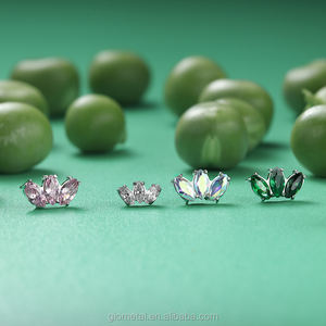 Joyería Corporal Giometal al por Mayor, Titanio ASTM F136, Terminales de Labret con Rosca y Circonita Cúbica en Forma de Marquesa, Piercing para Tragus, Cartílago y Concha - Product Image 3