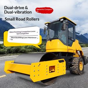 Rouleau compresseur routier à cylindre unique, à roue avant en acier, avec courroie arrière, pour compactage de grands terrains, 6 roues mécaniques - Product Image 1