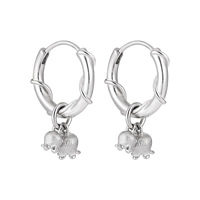 Anting-anting gantung model kelopak bunga lonceng perak sterling S925 bergaya trendi dan keren untuk wanita