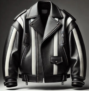 Style personnalisé & Design hommes coupe ample en cuir PU à manches longues sortie Bomber veste hommes homme manteau Faux cuir Biker Cardigan - Product Image 3