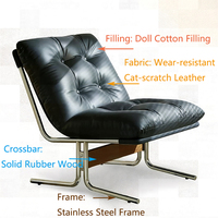 Fauteuil lounge moderne Barcelona, structure en acier inoxydable, fauteuil inclinable de loisirs pour salon, hall d'hôtel, décoration intérieure