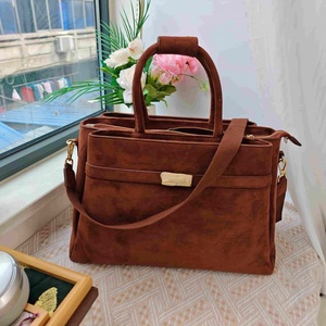 Factory Custom Vintage Suede Tote Bags Spacious Dual Carry Handbags With Custom Logo Low MOQ - Product Image 1