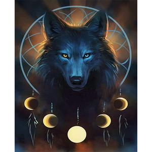 Full diamond painting 5d diamond dot painting of a diamond painting wolf - Product Image 1