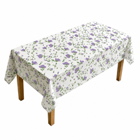 Nappe en PEVA anti-taches, motif floral blanc et violet, 54 x 108 pouces, rectangulaire, en plastique, pour la vente en gros