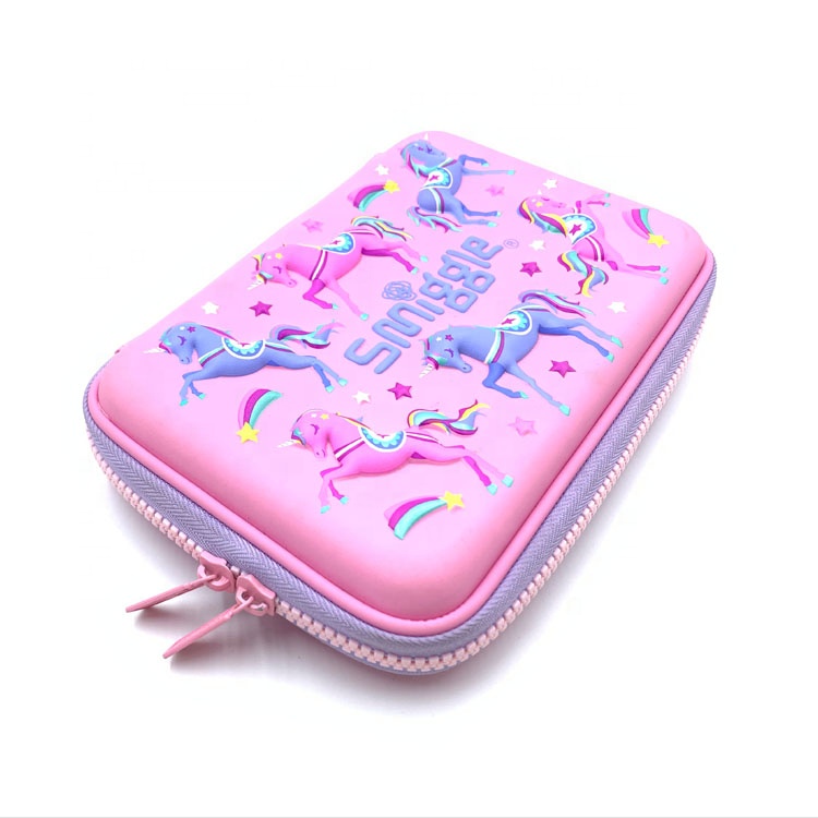 Hard Shell Colour High Quality Super September Leather Custom Eva Pencil Case Bags 3D Cute Unicorn Smiggle Kids Pencil Case For