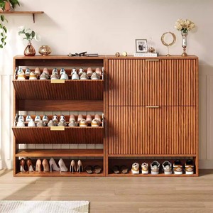 Mobile Moderno in Legno per <span class=keywords><strong>Scarpe</strong></span> con Ripiani Regolabili e Ganci Laterali per <span class=keywords><strong>Arredamento</strong></span> Soggiorno e Uso Domestico - Product Image 3