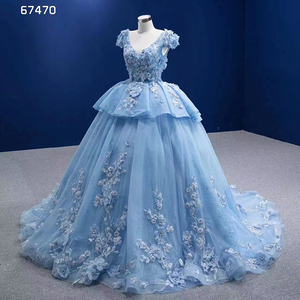 Robes de luxe pour femmes Rsm67470, robe de bal bleue de haute qualité, dentelle brodée, robe de soirée - Product Image 3