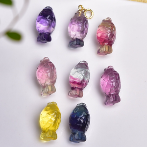 Colgante de Fluorita Natural con Forma de Pez Asado, Cadena para Clavícula, Accesorios DIY, Pez Róbalo Asado en 3D - Product Image 2