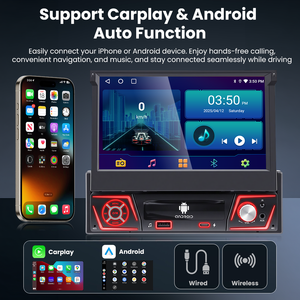 Qualité Exceptionnelle Android 14 Carplay Écran Tactile Auto 7 Pouces IPS Rétractable Navigation GPS Universelle MP5 1 Din Voiture - Product Image 3