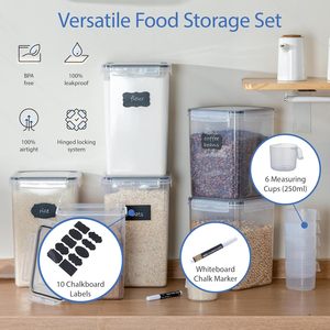ภาชนะเก็บอาหารซีเรียลทรงสี่เหลี่ยมใส ปลอดสาร BPA เป็นมิตรกับสิ่งแวดล้อม ปิดสนิท ซ้อนกันได้ ขนาด 6-10 ลิตร สำหรับจัดระเบียบครัว - Product Image 5