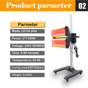 Lampe de traitement de peinture infrarouge à panneau numérique 220V avec deux ampoules - Product Image 4
