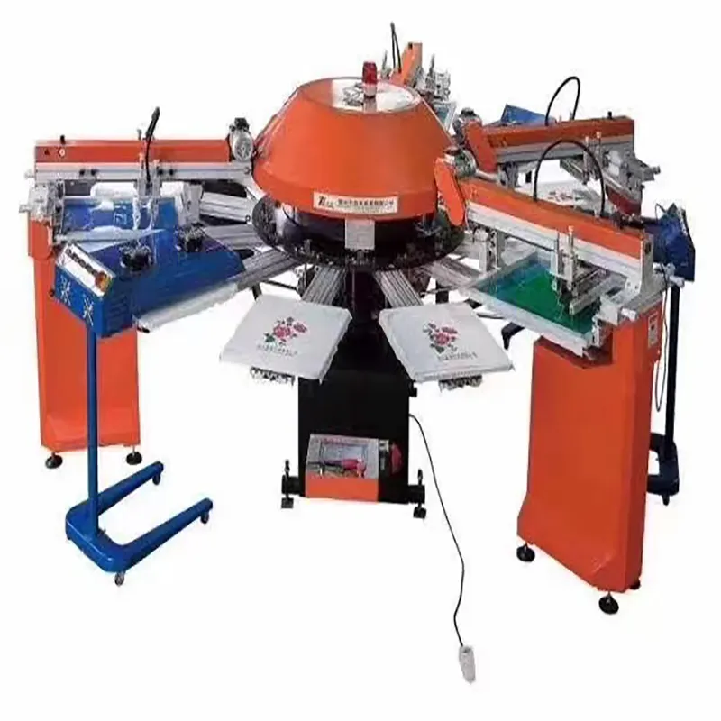 ZYTT High Speed Piece Globe Silk Screen Print Transfer Machine 4 Color Rotary Printing Machine For T-Shirts And Cloth In China