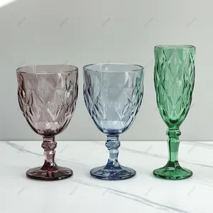 Hot-selling High Quality Colorful Emerald Red Wine Glass 150ml 200ml Classic Style Wedding Glass Wine Cups