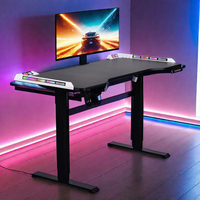 Lampe LED RVB ergonomique Table d'ordinateur PC noire Bureau de jeu intelligent automatique électrique réglable en hauteur