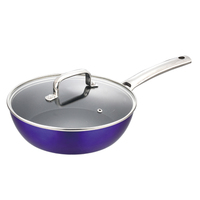 Casseroles antiadhésives de 18cm pour la cuisine domestique avec couvercle en verre durable Nouveau design Revêtement métallique Batterie de cuisine pour les cuisines domestiques