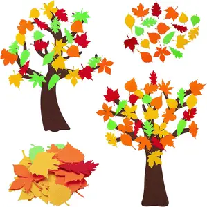 2パック秋の木ありがとうクラフトキット秋のメープルリーフステッカー自己粘着キッズギフト感謝祭アートプロジェクト家族活動
