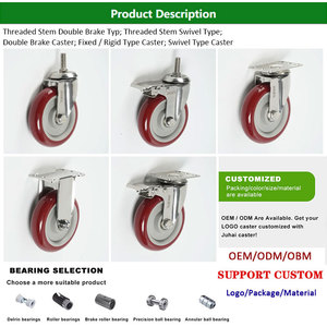 3inch 4inch 5inch bánh xe công nghiệp xe đẩy tay 80/110/130kg Đỏ PU Caster bánh xe <span class=keywords><strong>3</strong></span> "4" 5" - Product Image 3