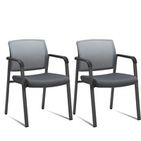 Chaise de conférence grise à dossier en maille, chaise empilable, Support ergonomique en bois, tissu, chaise de bureau, 2022
