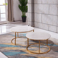 Ensemble de Table basse 2 en 1, top de style marbre et or, design moderne, idéal pour le salon, 4 pièces