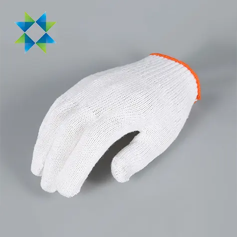 Guantes de trabajo de seguridad para las manos de algodón de punto blanco blanqueado resistente lavable de protección industrial SKPURE