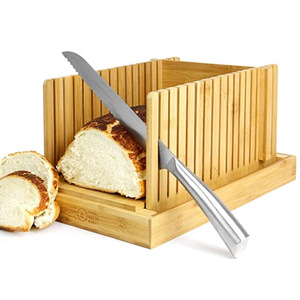 Bamboo <b>Bread</b> Cutter With Drawer And <b>Knife</b> Square Shape For Toast Slicing Kitchen Accessory - Product Image 3