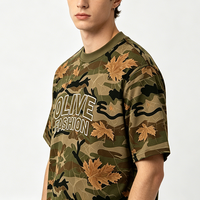 T-shirt en coton lourd pour homme, camouflage, manches courtes, jersey, t-shirt personnalisé avec logo brodé, streetwear, tee-shirt pour la vente en gros