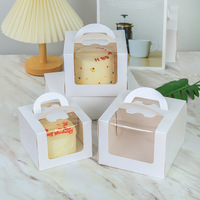 Boîte à gâteau en papier kraft écologique avec poignée et grand couvercle transparent, impression offset, emballage alimentaire pour mariages et fêtes