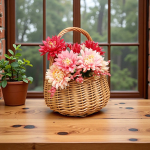 Panier en osier tressé fait main, style rustique nordique, créatif, pour fleurs, cadeaux, <span class=keywords><strong>rangement</strong></span>, naturel, pour la maison, en fer - Product Image 4