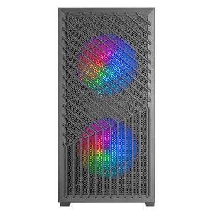 Mars Gaming MC-VORTEX MicroATX <b>Computer</b> Casing Geometric Mesh Front Tempered Glass Side Window 3x FRGB <b>Fans</b> for Gaming - Product Image 1