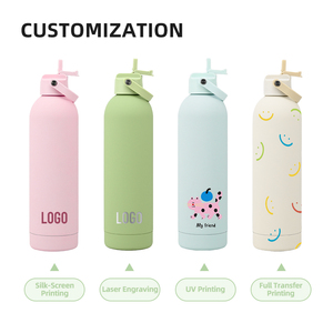 Bouteille d'eau en acier inoxydable de 750 ml sans BPA, anti-fuite, avec couvercle à paille, revêtement en caoutchouc, utilisation à une main, bouteille de sport - Product Image 3